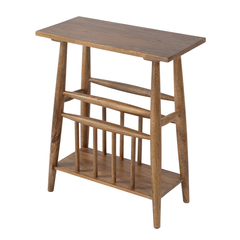 Bowen 20 in. W Rectangular Solid Wood Side Table with Magazine Holder, Natural
