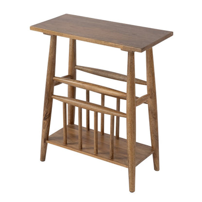 Bowen 20 in. W Rectangular Solid Wood Side Table with Magazine Holder, Natural