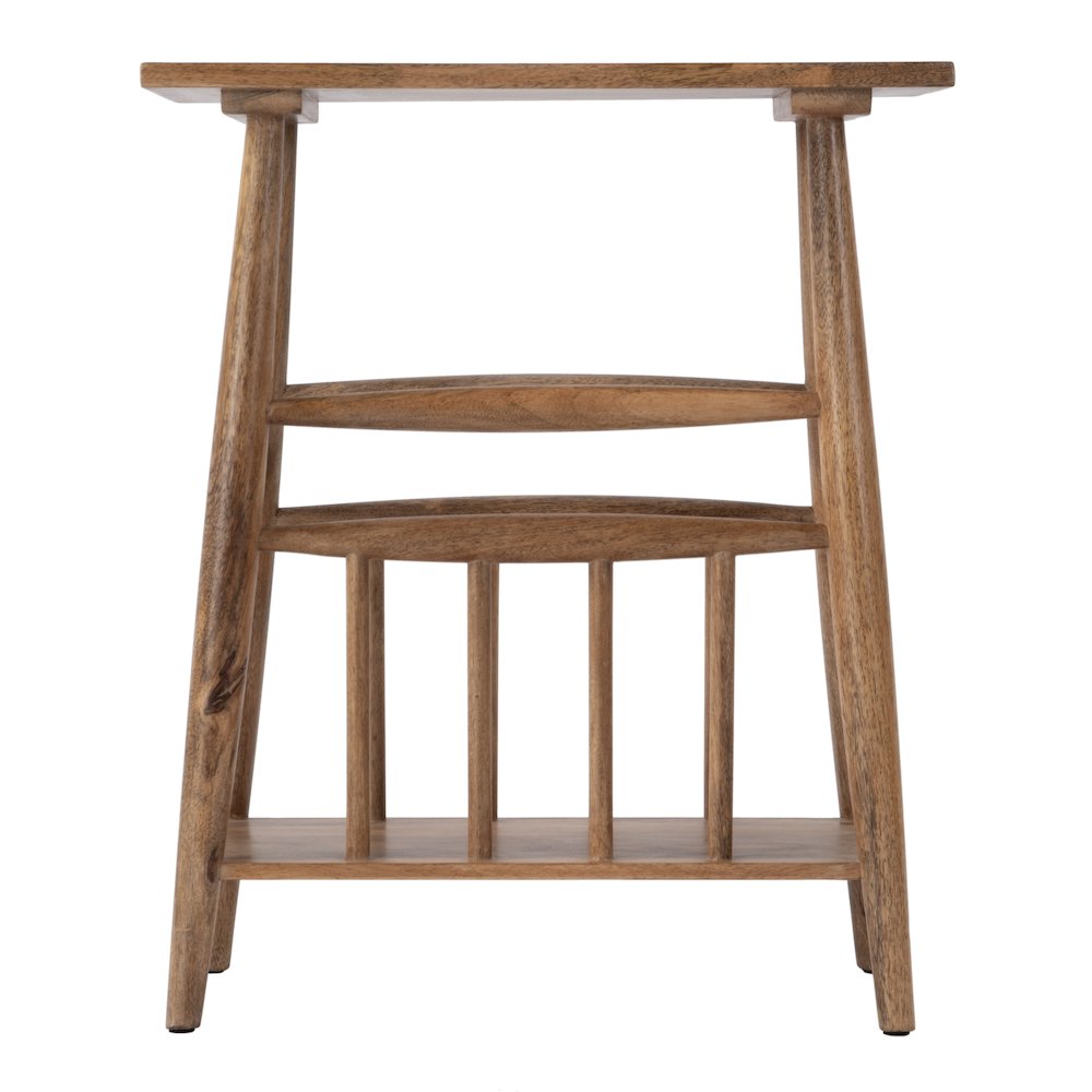 Bowen 20 in. W Rectangular Solid Wood Side Table with Magazine Holder, Natural