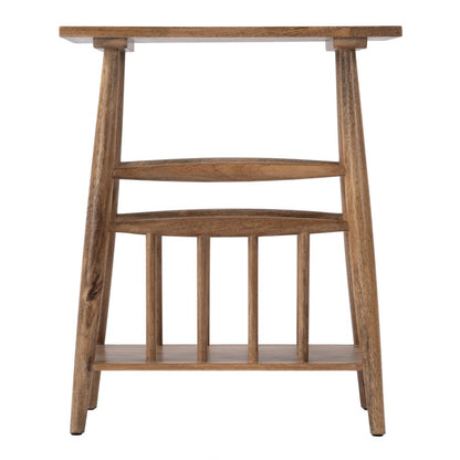 Bowen 20 in. W Rectangular Solid Wood Side Table with Magazine Holder, Natural