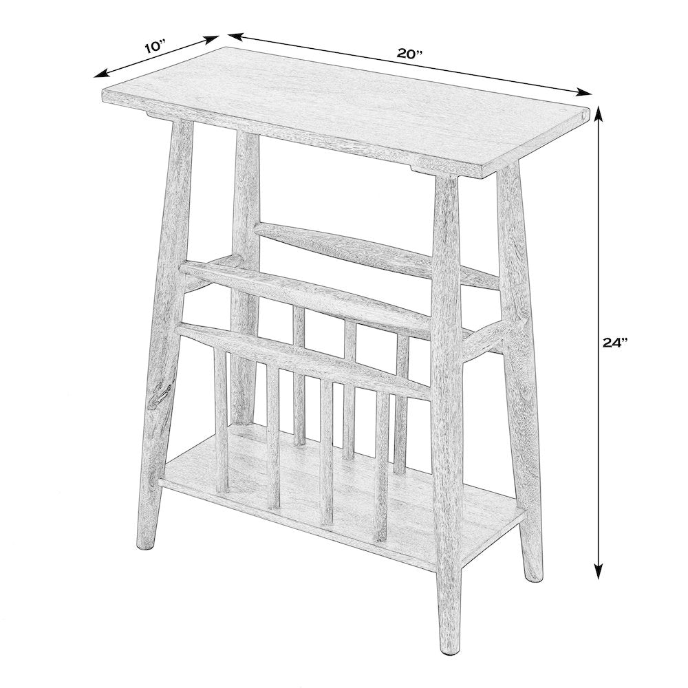 Bowen 20 in. W Rectangular Solid Wood Side Table with Magazine Holder, Natural