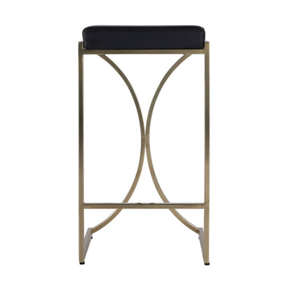 Natalya 25.5 in. Seat Height Square Upholstered and Metal Backless Counter Stool with Footrest