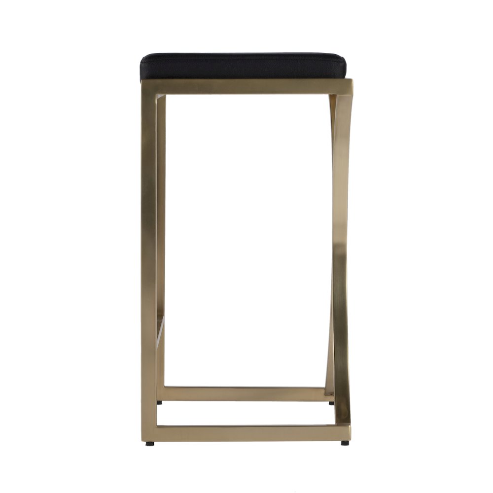 Natalya 25.5 in. Seat Height Square Upholstered and Metal Backless Counter Stool with Footrest