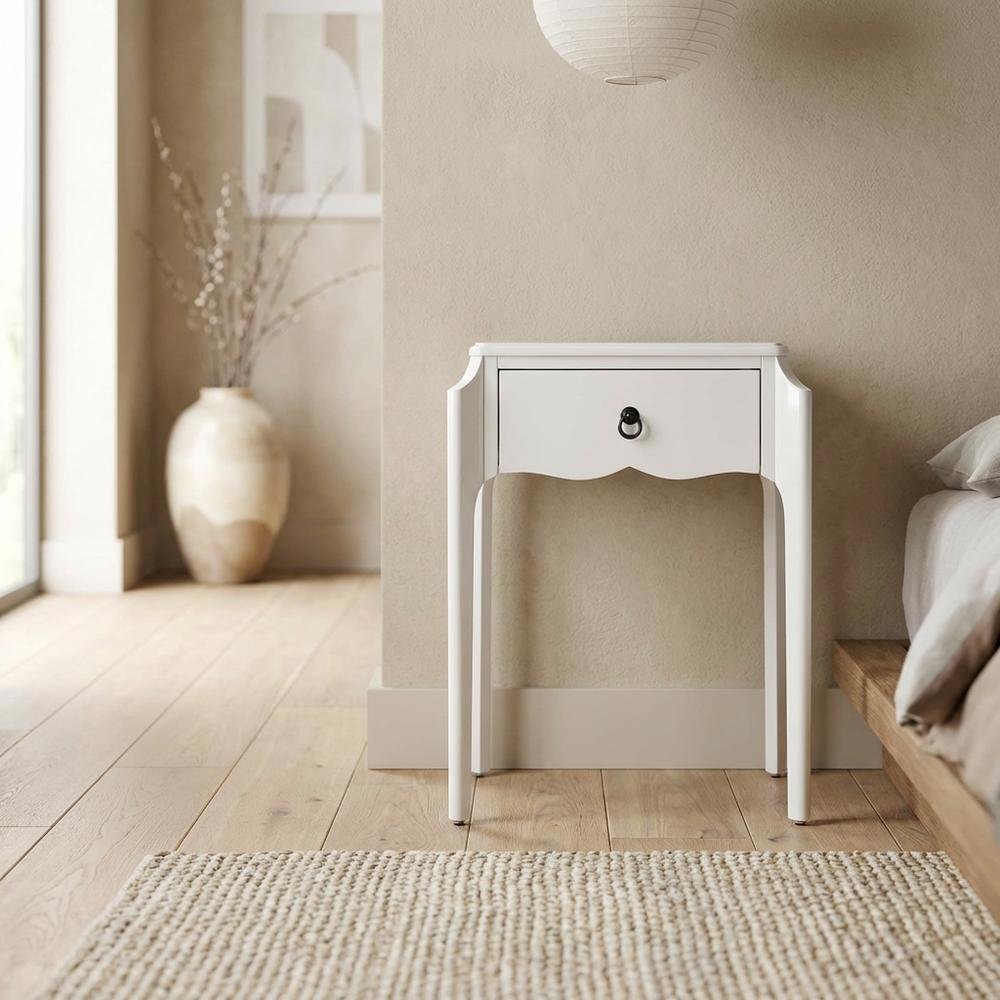 1-Drawer Nightstand with Storage, Transitional Bedside Table for Bedroom