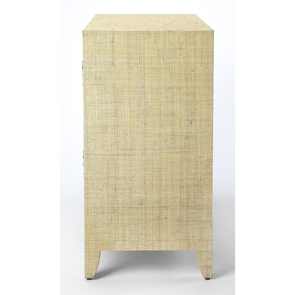 Amelle 4-Drawer Raffia Accent Chest, Cream, Yellow