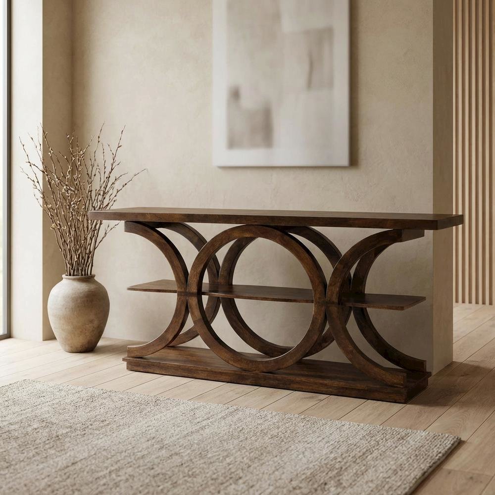 Rustic Console Table with Distressed Finish, Modern Entryway Sofa Table