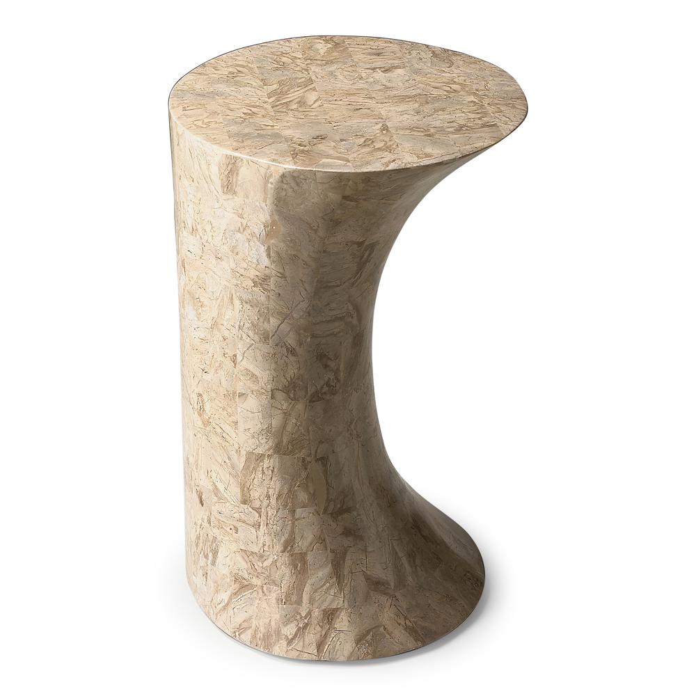 Jaxon Oval Fossil Stone Side Table, Beige