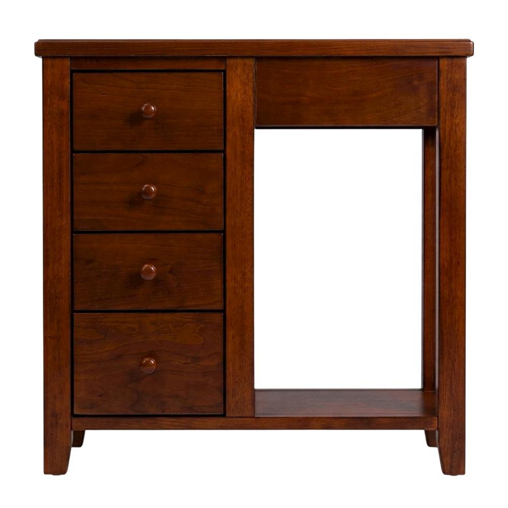 4-Drawer Chairside Chest with Storage, Transitional Side Table for Living Room