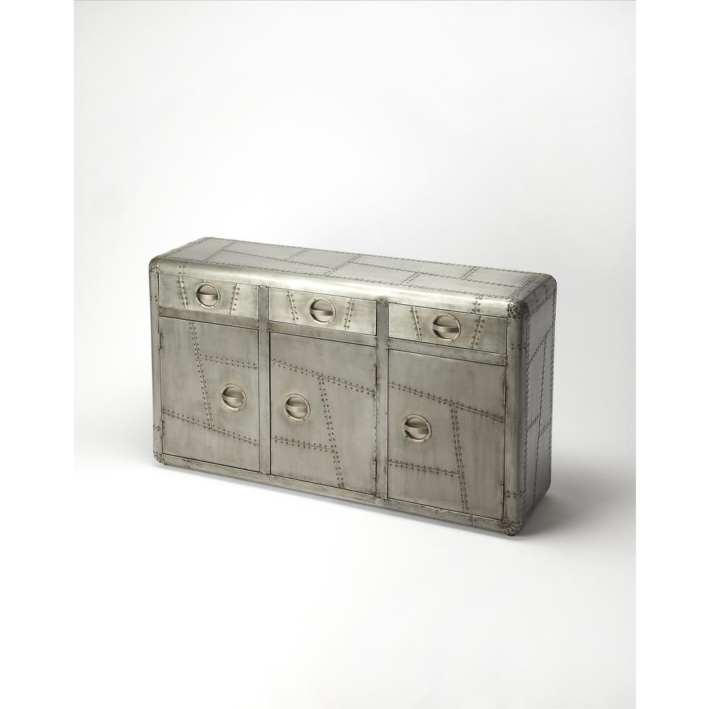 Midway Aviator Metal Console Cabinet, Silver