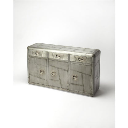 Midway Aviator Metal Console Cabinet, Silver