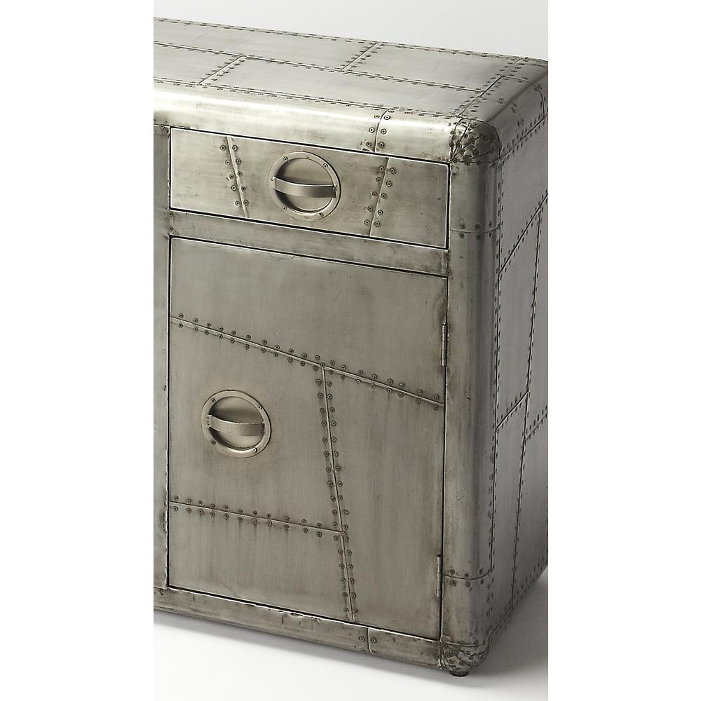 Midway Aviator Metal Console Cabinet, Silver