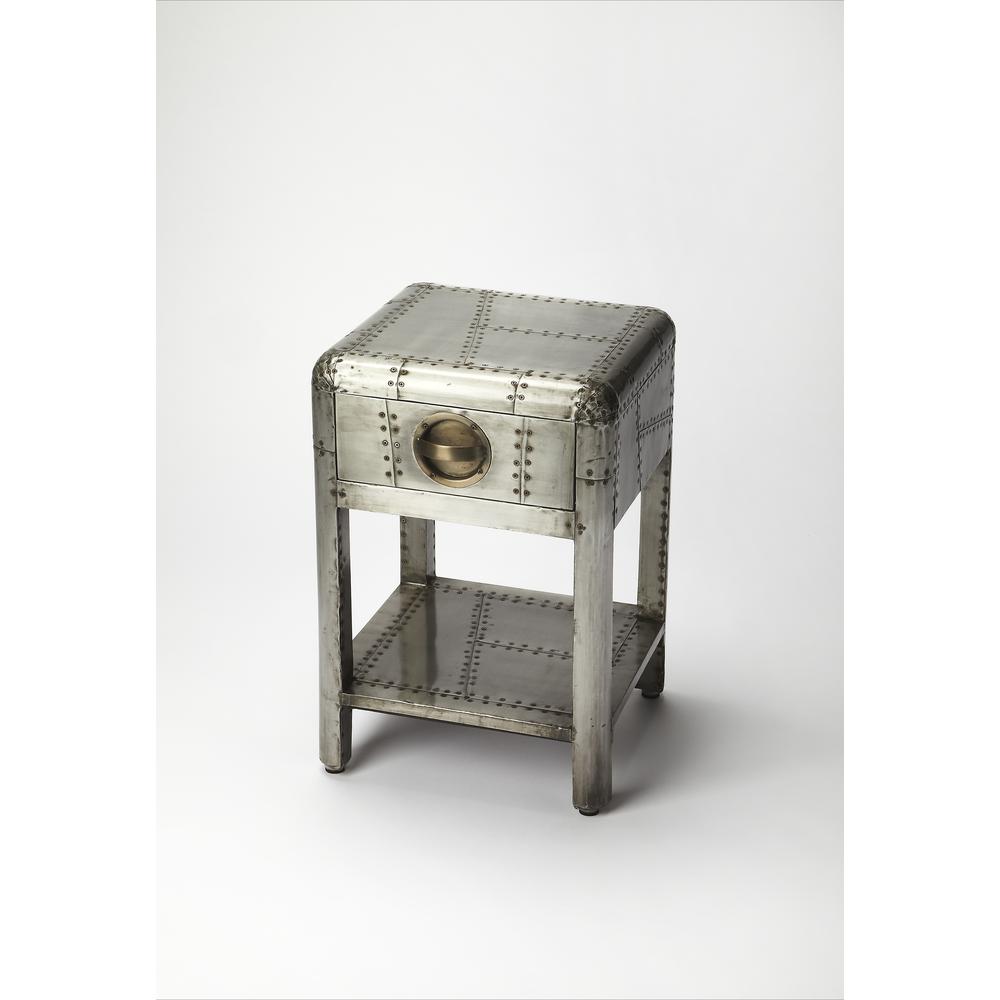 Midway Aviator Metal Side Table, Silver