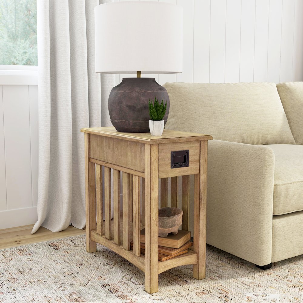 Larina Shaker One Drawer Side Table, Dark Brown