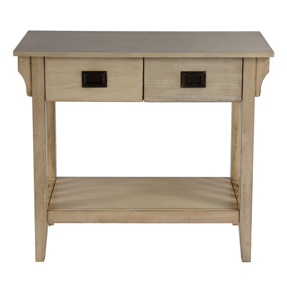 36 in. W Rectangular Wood 2 Drawer Console Table with Lower Open Shelf, Beige