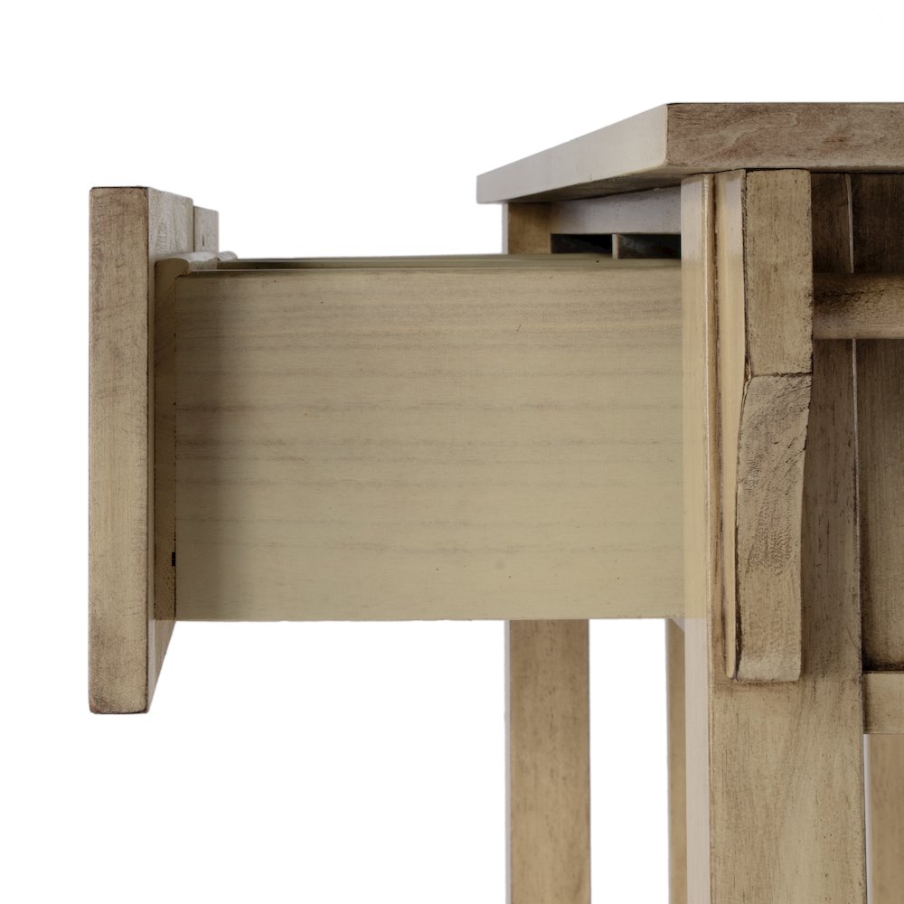 36 in. W Rectangular Wood 2 Drawer Console Table with Lower Open Shelf, Beige