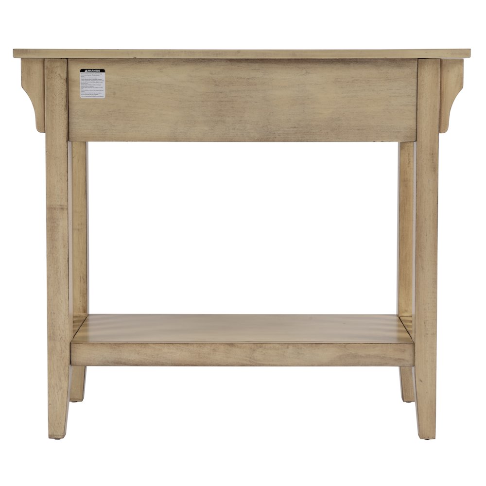 36 in. W Rectangular Wood 2 Drawer Console Table with Lower Open Shelf, Beige