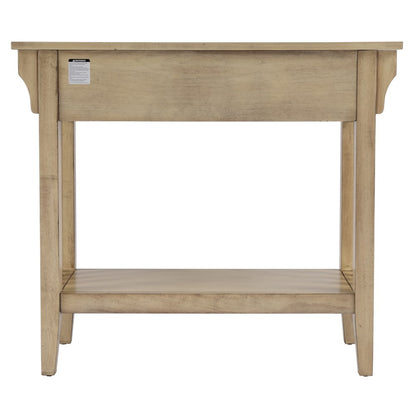 36 in. W Rectangular Wood 2 Drawer Console Table with Lower Open Shelf, Beige