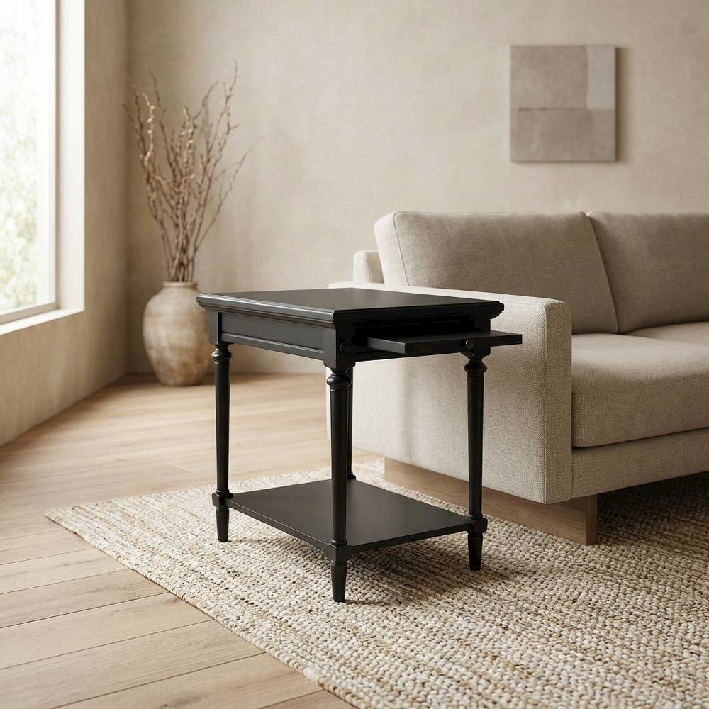 Rectangular End Table, Traditional Wood Accent Side Table for Living Room