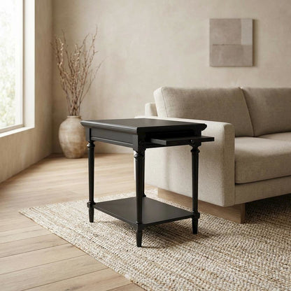 Rectangular End Table, Traditional Wood Accent Side Table for Living Room
