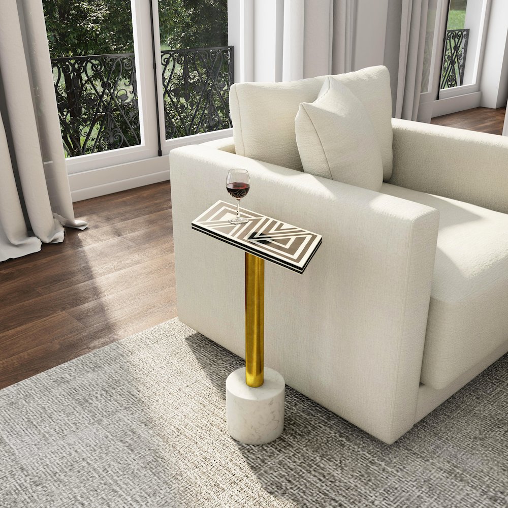 Draper Bone Inlay Side Table, Multi-Color