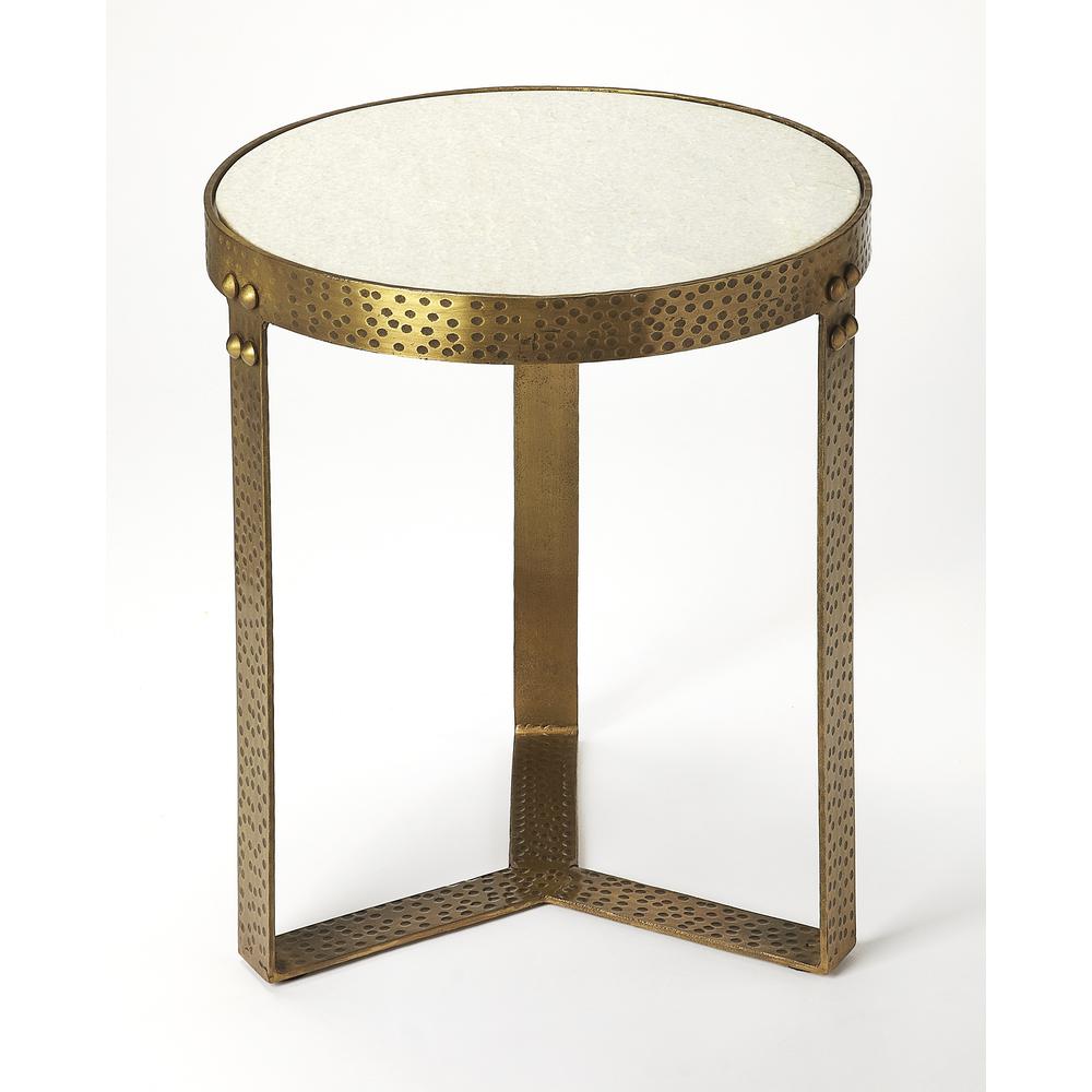 Elton Marble & Metal Side Table, Gold