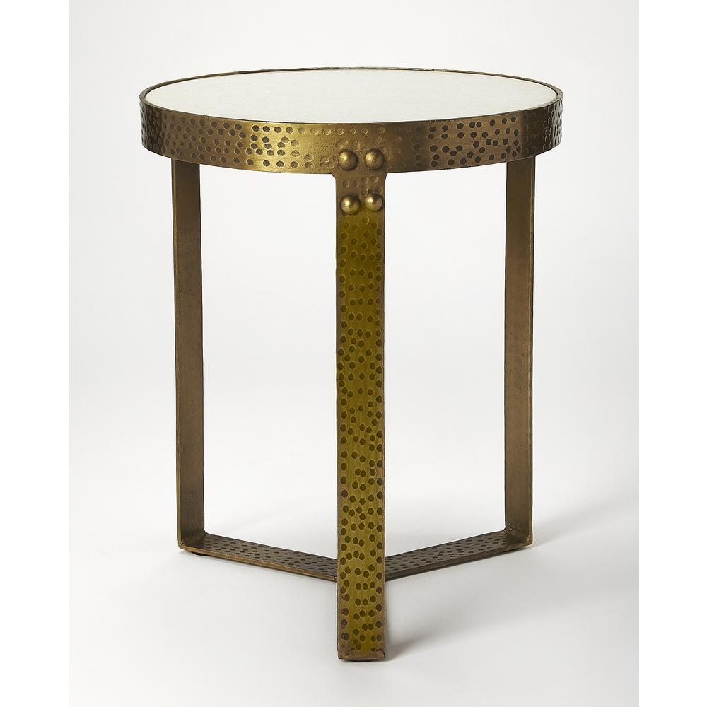 Elton Marble & Metal Side Table, Gold
