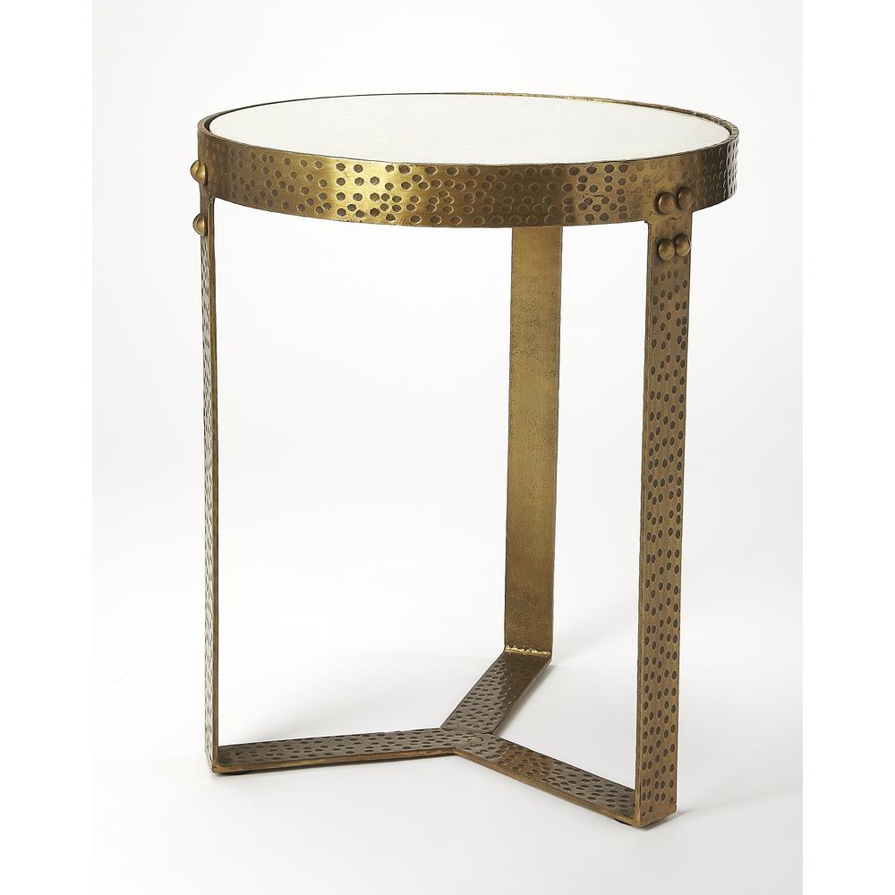 Elton Marble & Metal Side Table, Gold