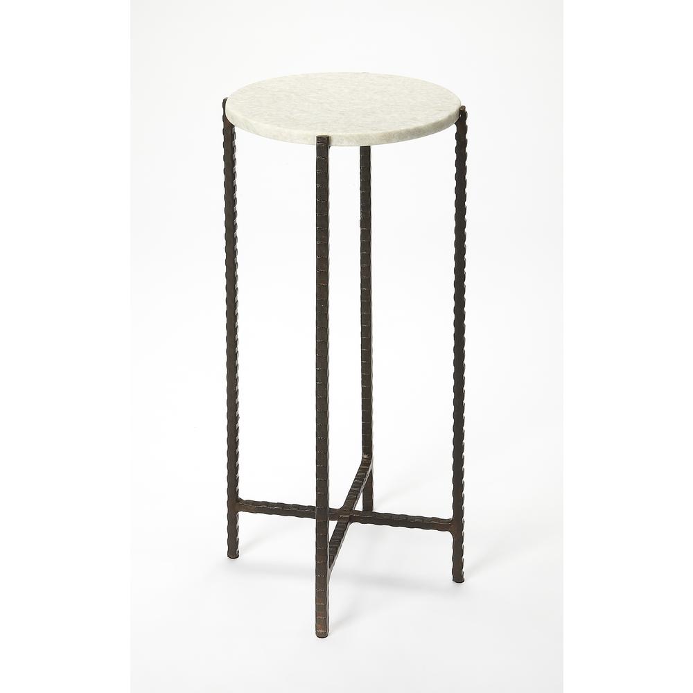 Nigella Marble and Cross Legs Side Table, Multi-Color
