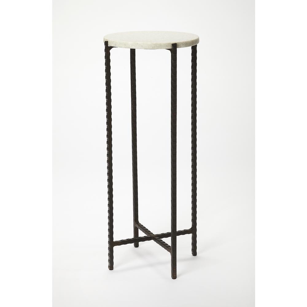 Nigella Marble and Cross Legs Side Table, Multi-Color