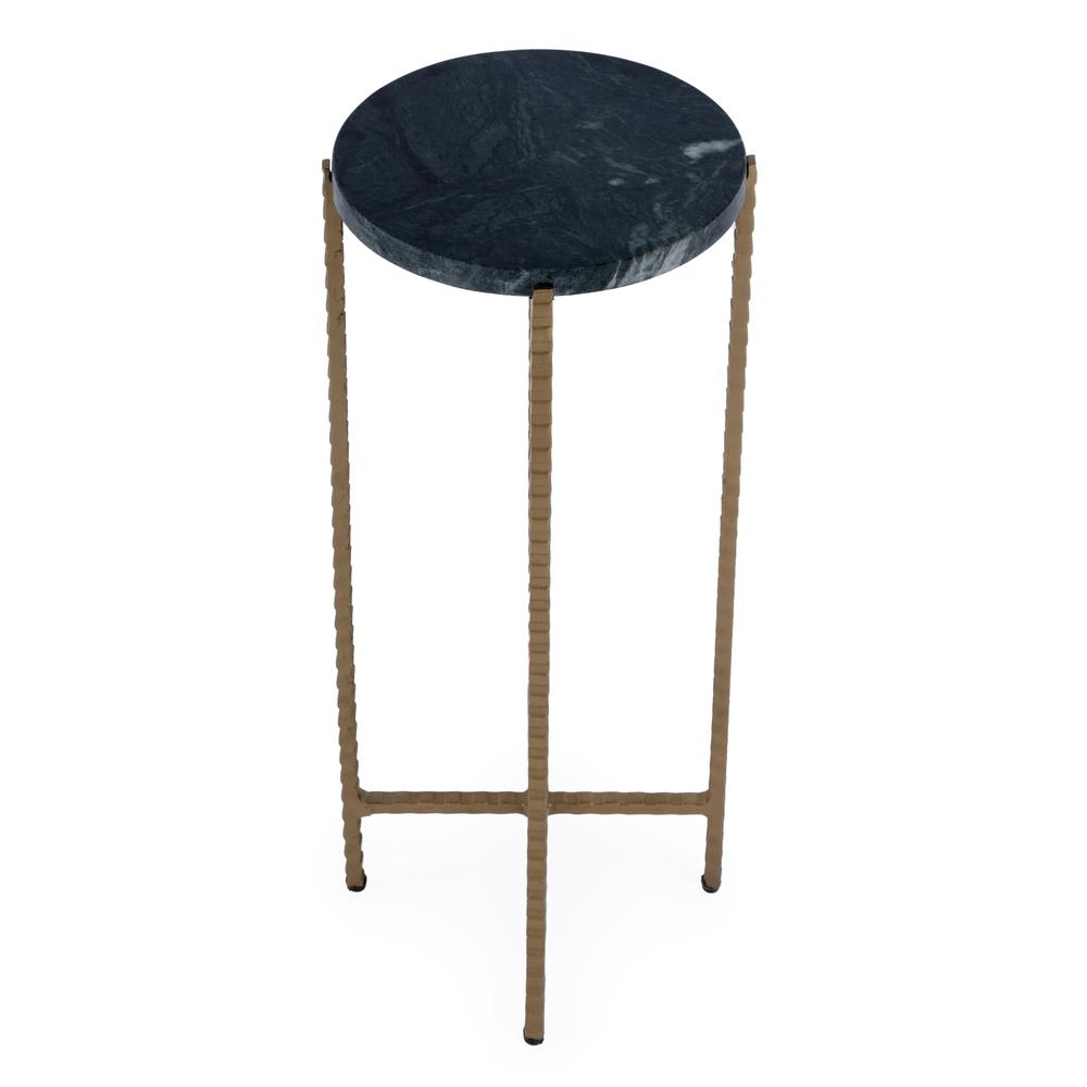 Nigella Marble and Cross Legs Side Table, Green