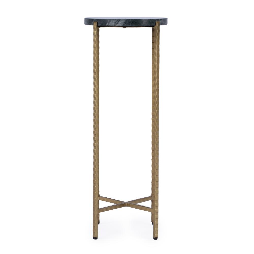 Nigella Marble and Cross Legs Side Table, Green