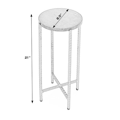 Nigella Marble and Cross Legs Side Table, Green