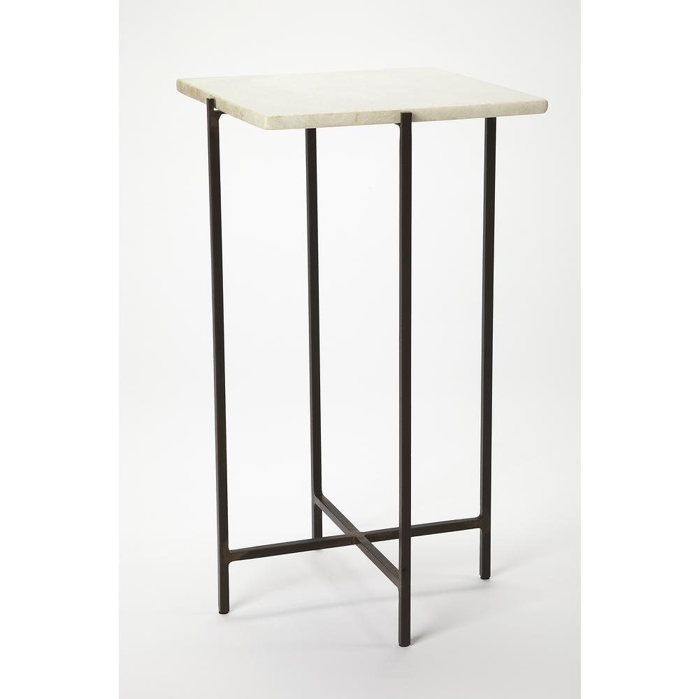 Nigella Square Marble & Metal Side Table, Multi-Color