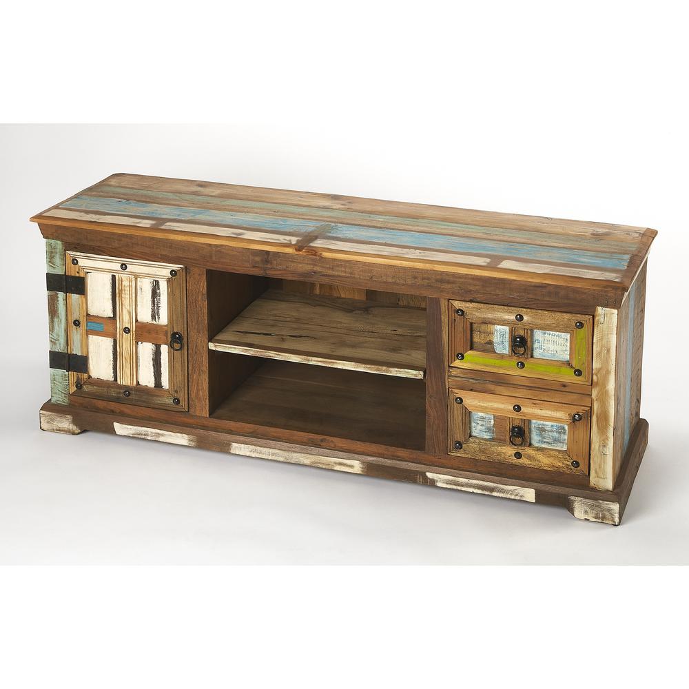 Reverb Painted Rustic 58" TV Stand, Multi-Color