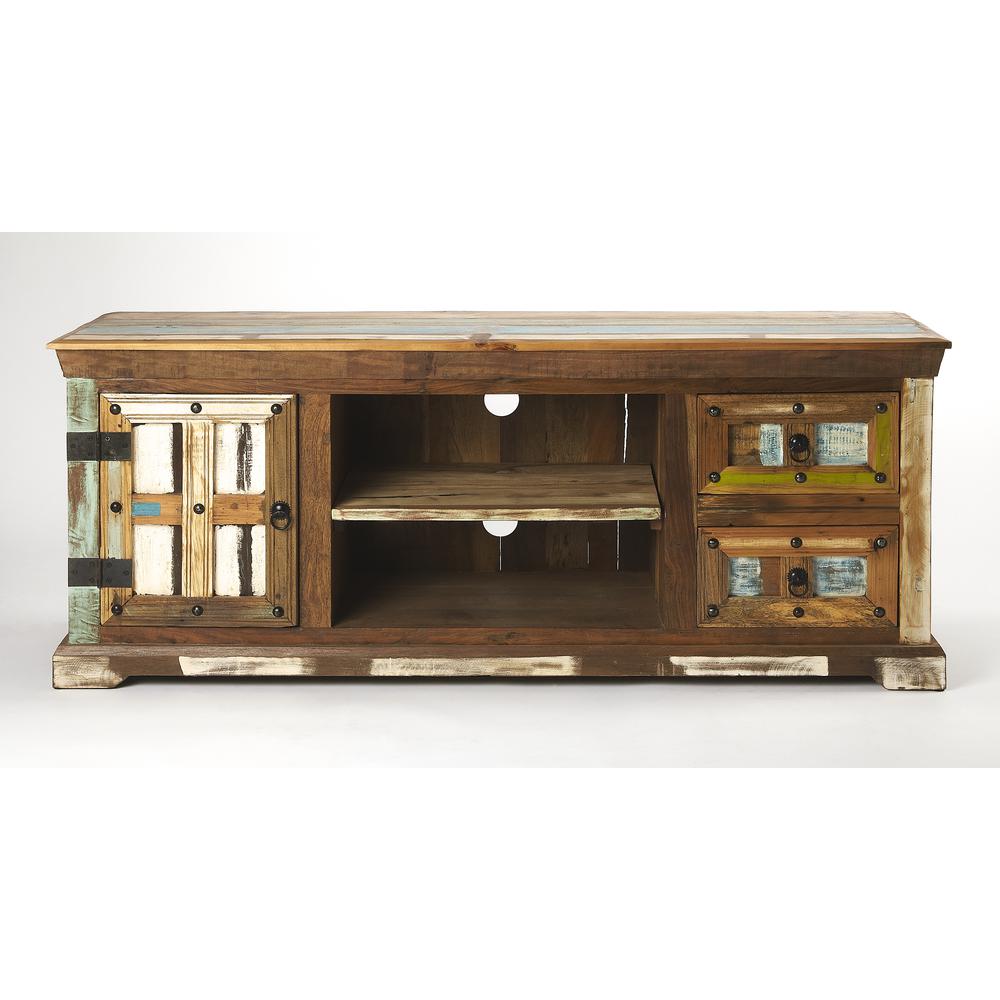 Reverb Painted Rustic 58" TV Stand, Multi-Color