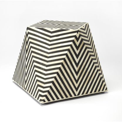 Zanzibar Bone Inlay Side Table, Black and White