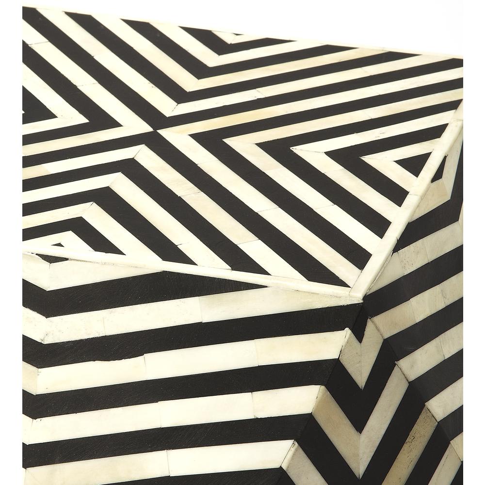 Zanzibar Bone Inlay Side Table, Black and White