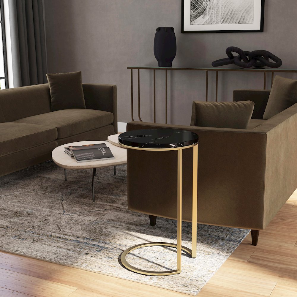 Shounderia Marble Side Table, Black