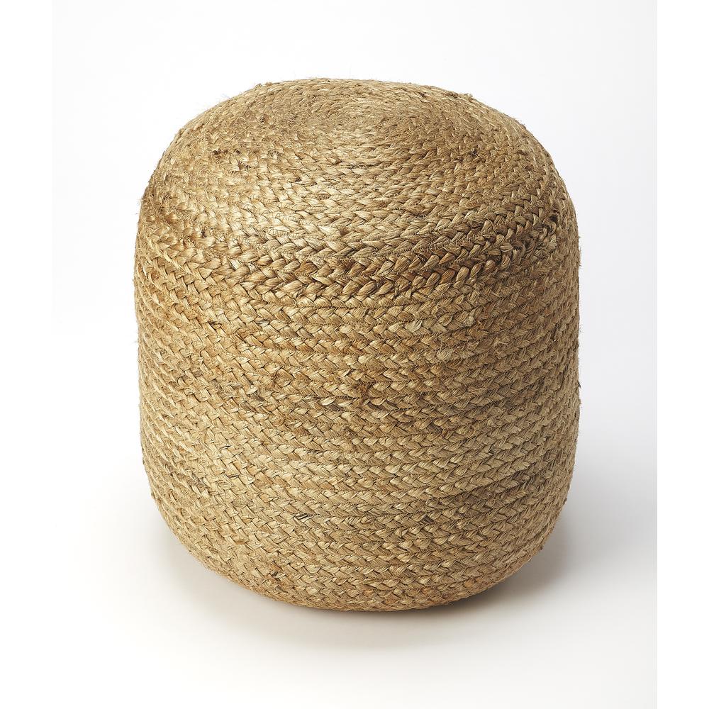Noosa Jute 16"W Pouffe, Light Brown