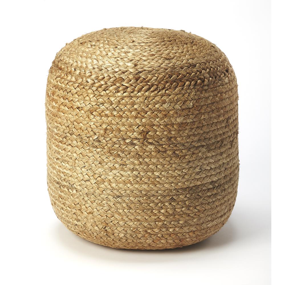 Noosa Jute 16"W Pouffe, Light Brown