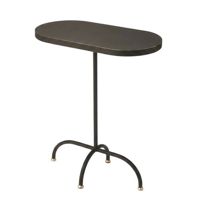 Geometric End Table, Industrial Oval Accent Side Table for Living Room