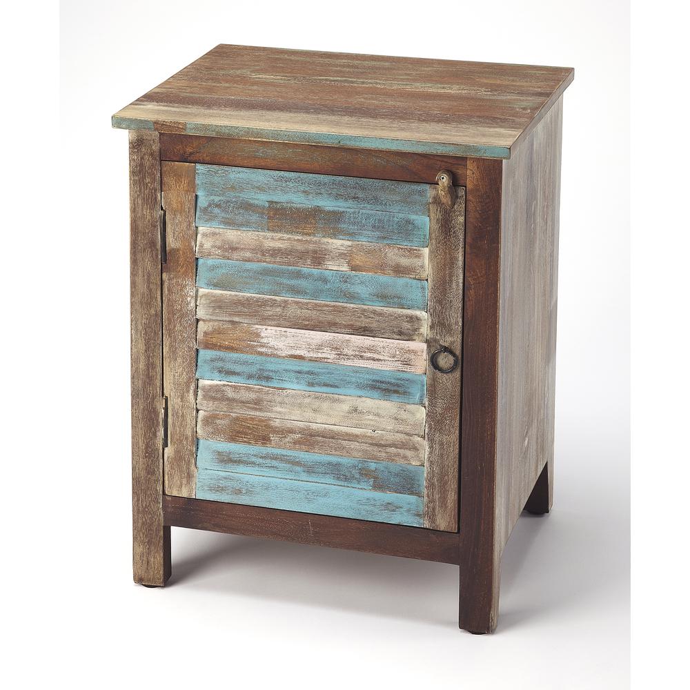 Rustic Shutter Painted Accent Cabinet, Multi-Color