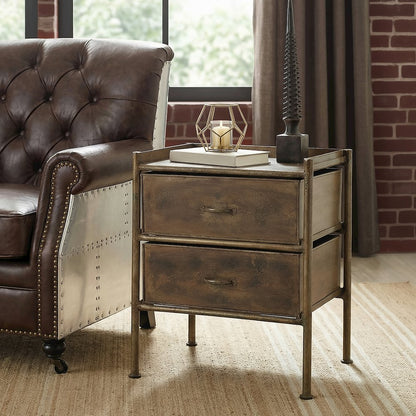 Cameron Industrial Chic Side Table, Bronze