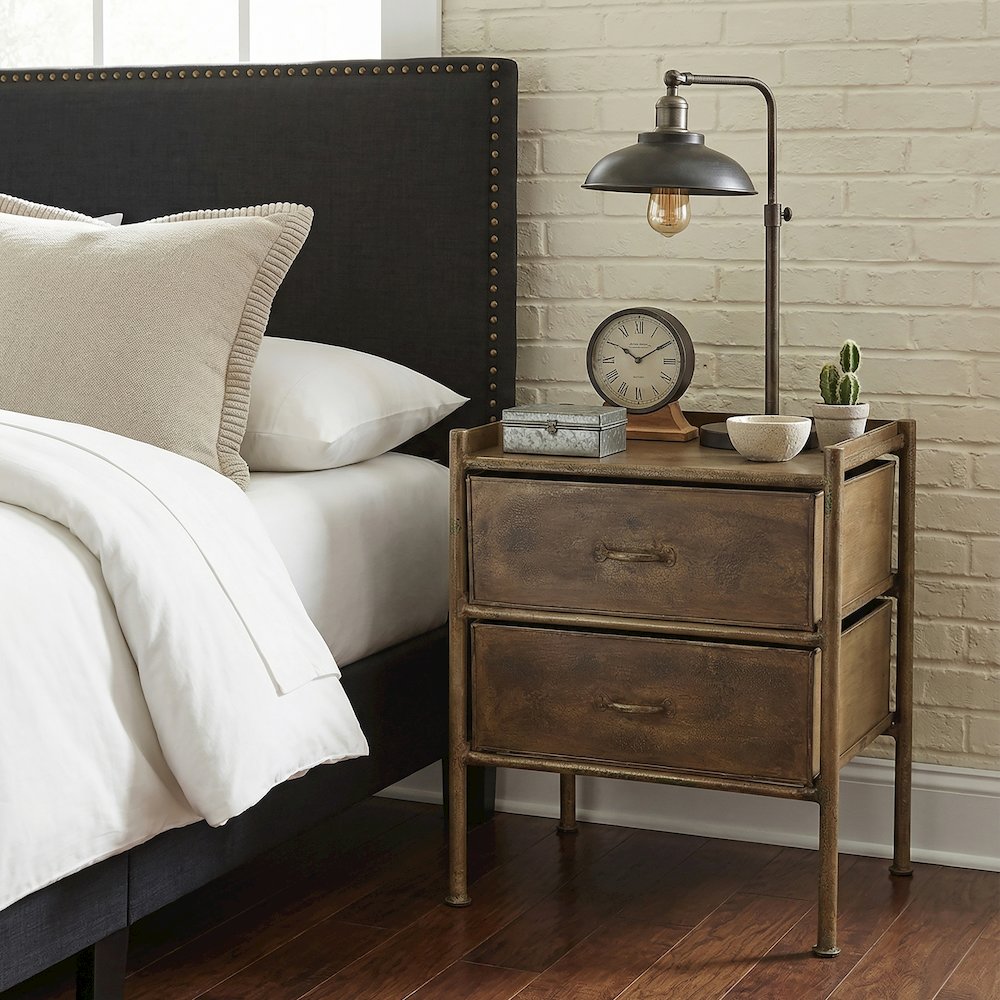 Cameron Industrial Chic Side Table, Bronze