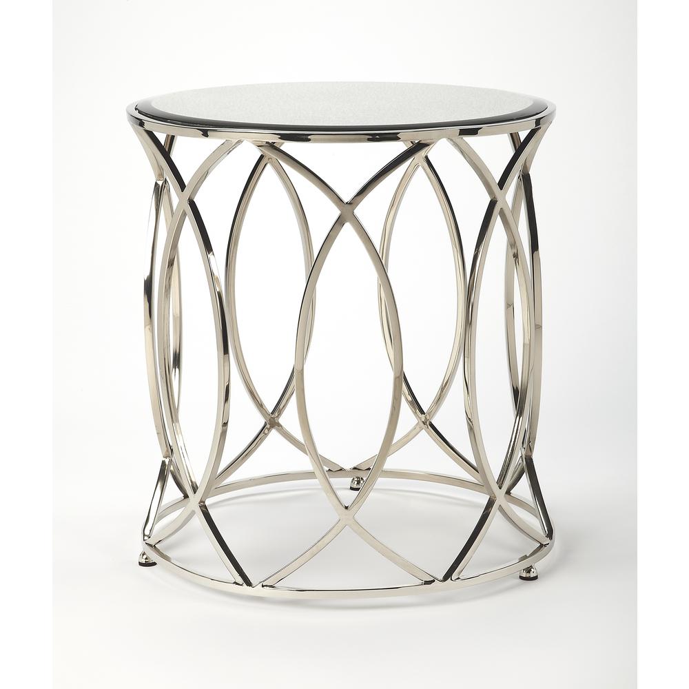 Desiree Mirrored End Table, Silver