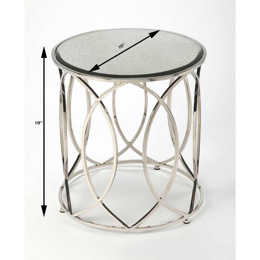 Desiree Mirrored End Table, Silver