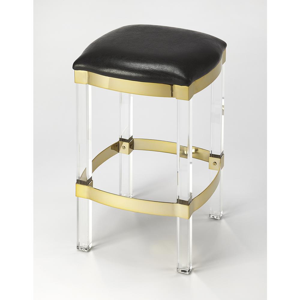 Jordan Acrylic & Leather 24" Counter Stool, Black
