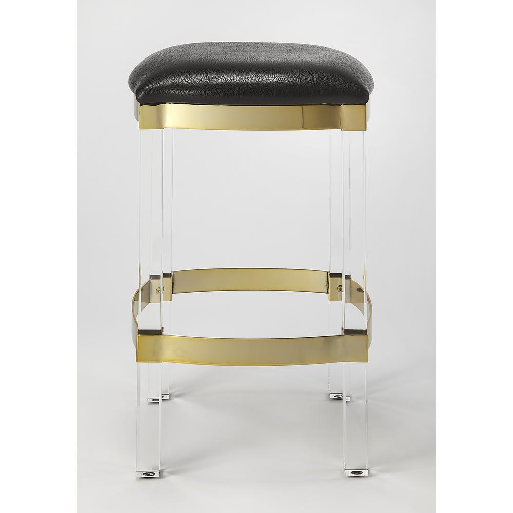 Jordan Acrylic & Leather 24" Counter Stool, Black
