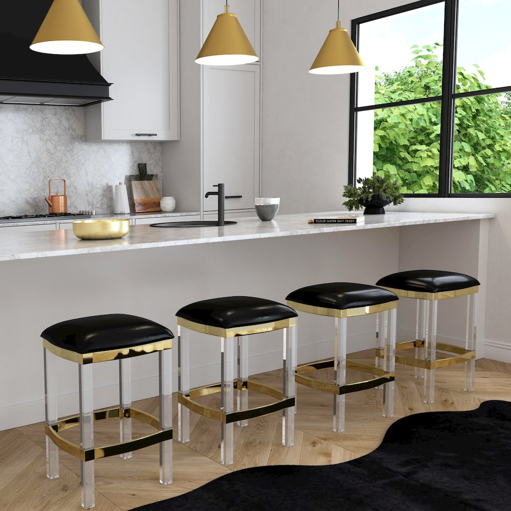 Jordan Acrylic & Leather 24" Counter Stool, Black