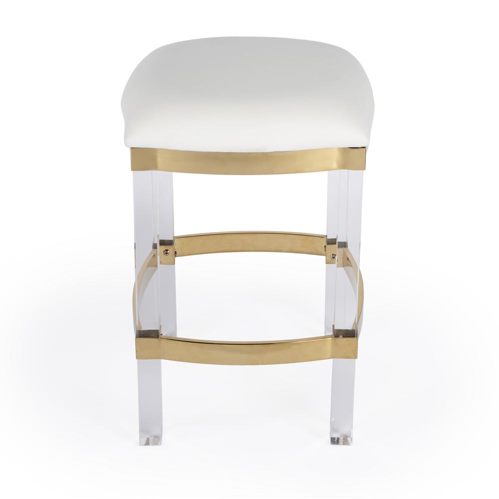 Jordan Acrylic & Polished Brass 24" Counter Stool, White